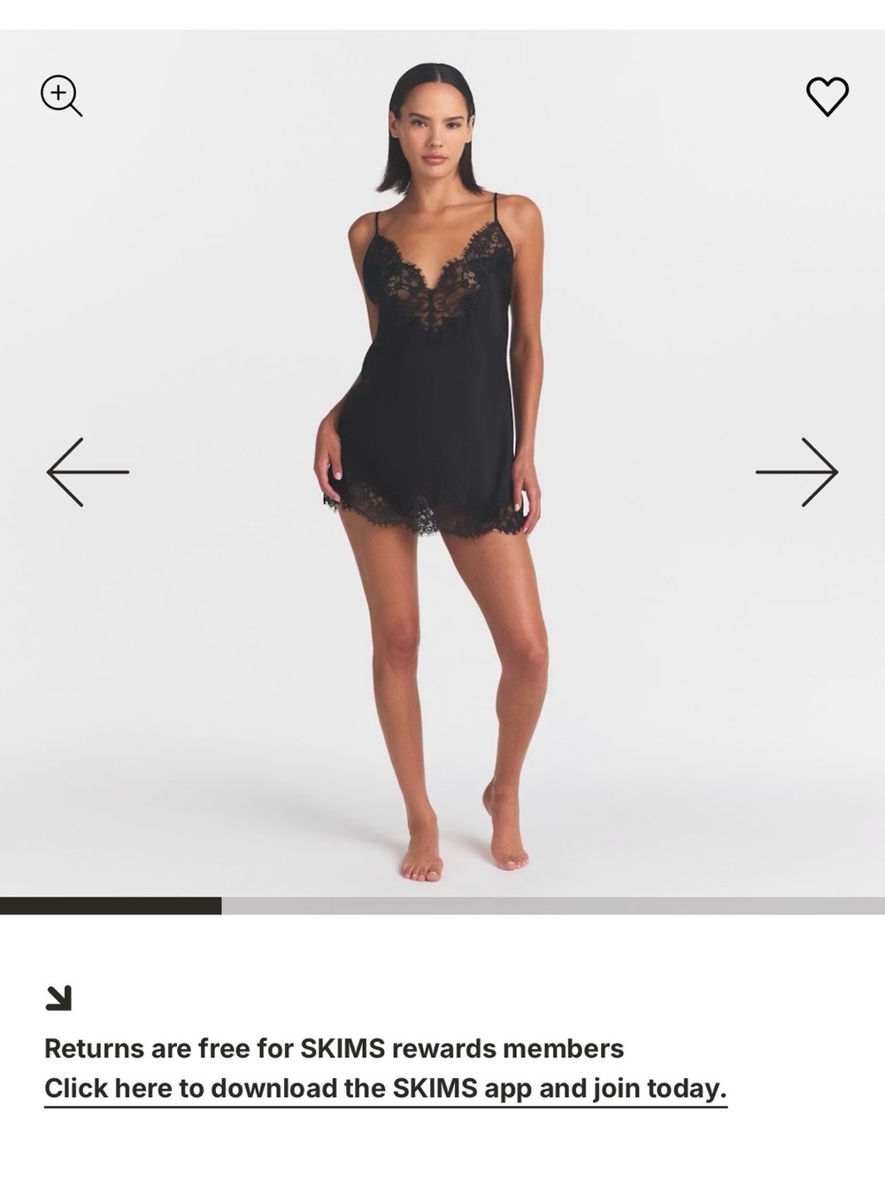 NWT Skims Silk Lace-Trim Black Slip Chemise with Adjustable Straps - Picture 4 of 4